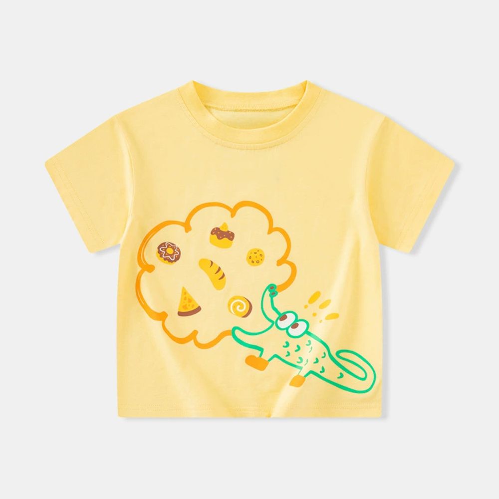 純棉短袖上衣-美食家鱷魚-黃色