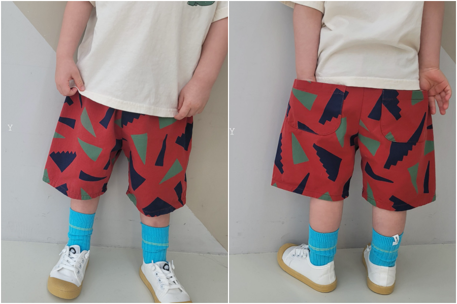 韓國 The Funny - 幾何圖形短褲-淺杏