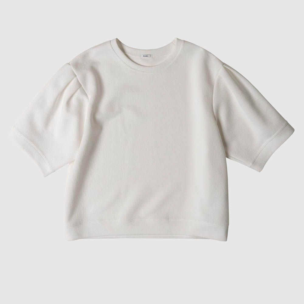 皺褶修飾五分袖上衣-象牙白 (FREE)