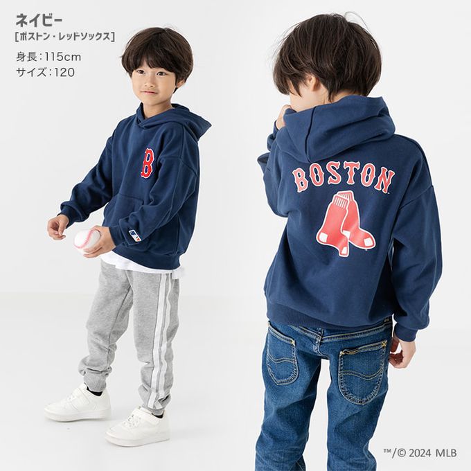 日本 Chil2 - MLB聯名 運動風裏毛帽T-洛杉磯道奇-燕麥灰