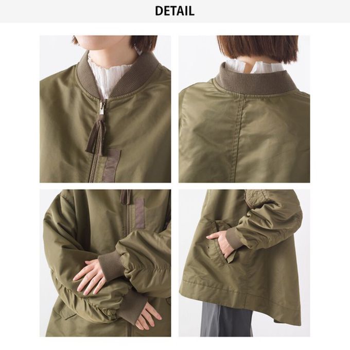 日本 OMNES - 優雅帥氣A字型寬版MA-1飛行外套-軍綠