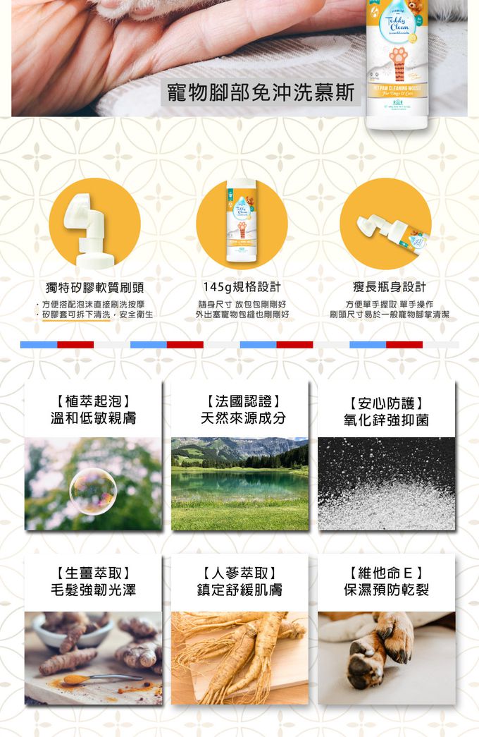 清淨海 - 純淨泰迪 寵物腳部免沖洗慕斯 (145g)