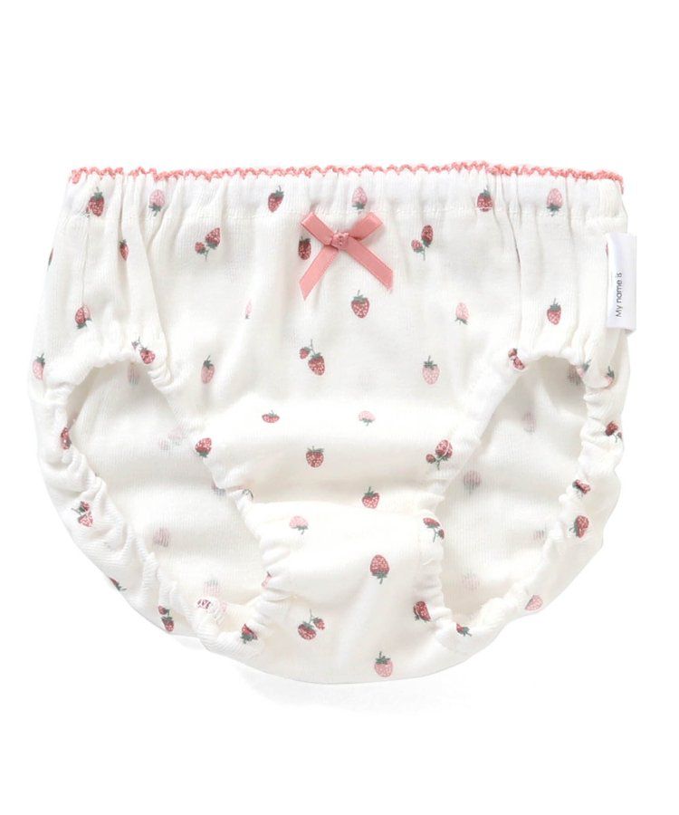 日本 apres les cours - 100%棉 舒適花苞三角內褲(女童)-草莓-象牙白