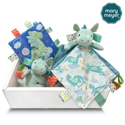 美國 MaryMeyer 蜜兒 - 小飛龍臻藏禮盒(標籤沙沙紙+標籤親膚安撫巾+標籤手搖鈴)
