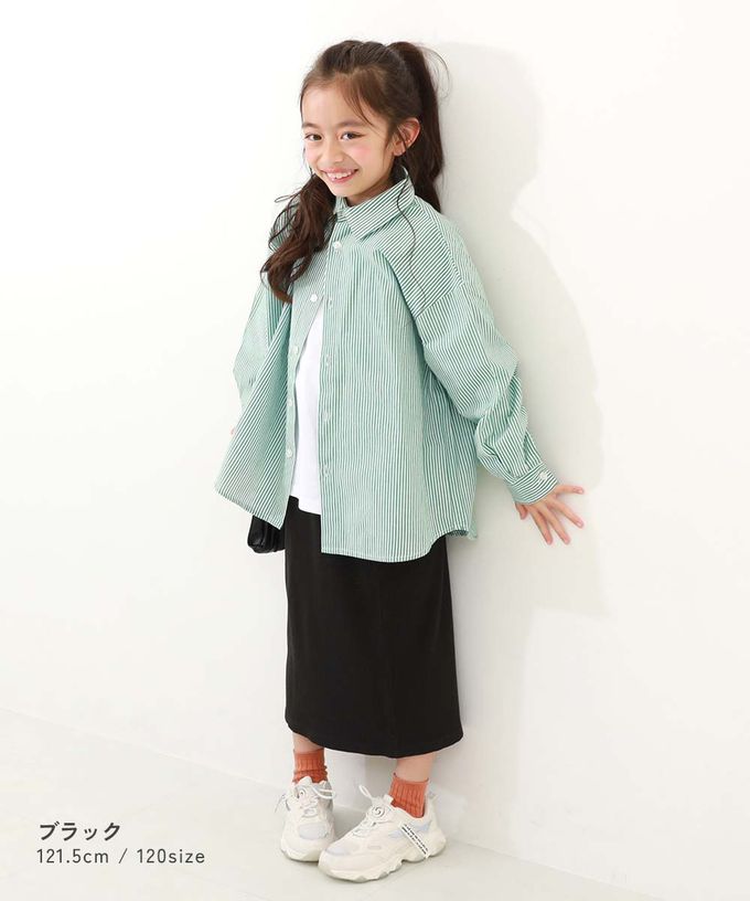 日本 devirock - 開叉羅紋鉛筆長裙-黑