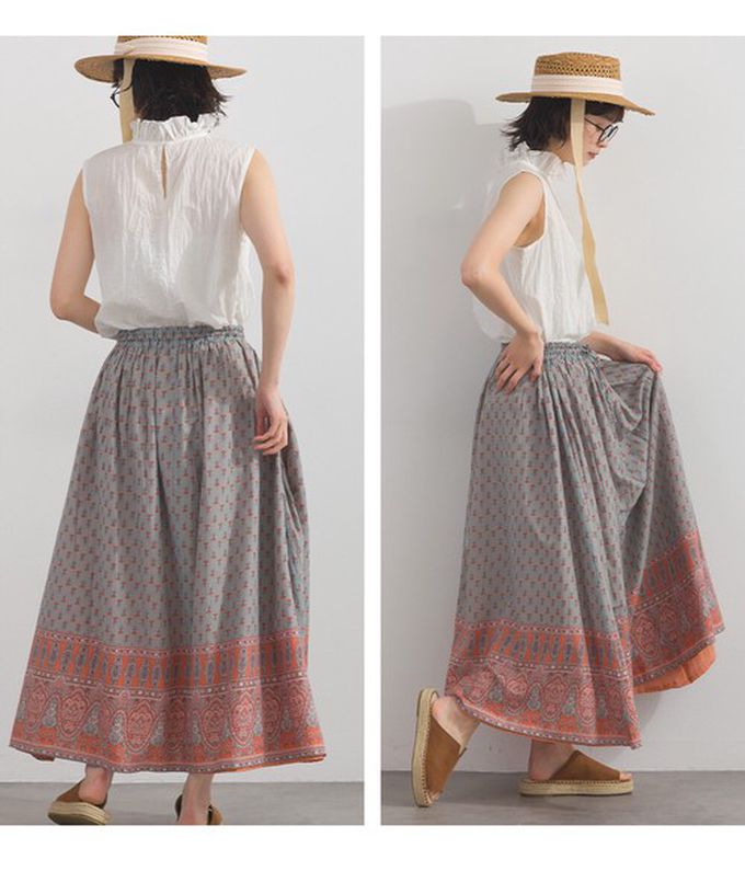 日本 Lupilien - 熱銷再販 2way雙面穿印度棉典雅長裙-藍x芥末黃