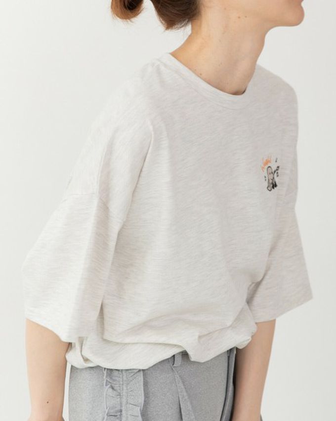 日本 gleam - 俏皮露營幽靈印花寬大風短袖T恤-白