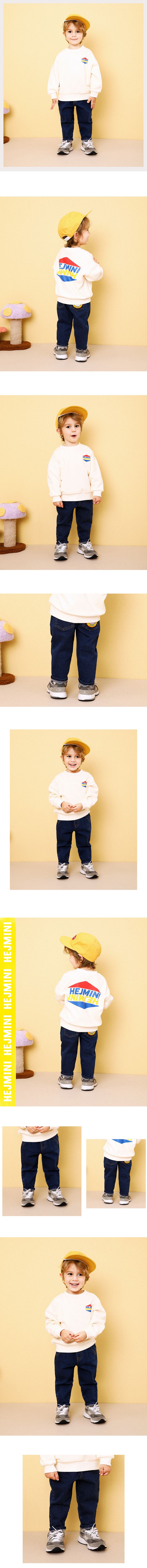 韓國 HEJMINI - (裏毛)小白狗徽章牛仔褲