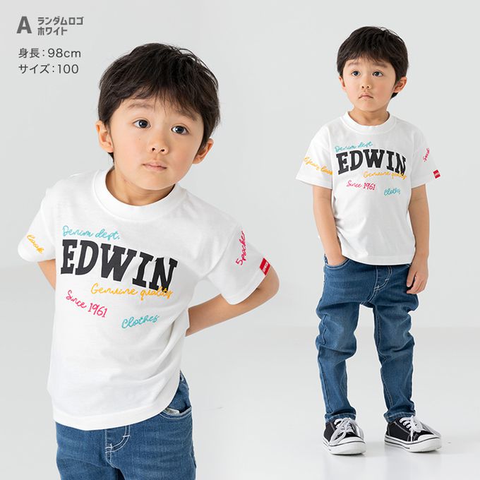 日本 Chil2 - EDWIN聯名 純棉短袖上衣-彩色標語-炭灰