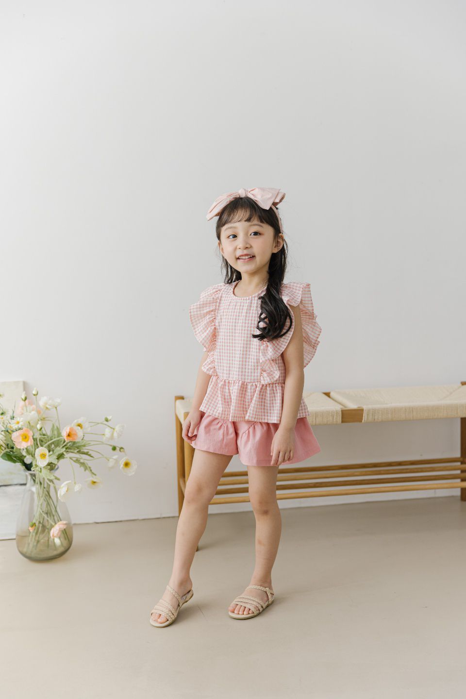 韓國 Orange Mom - 鬆緊褶皺短褲-淺粉紅