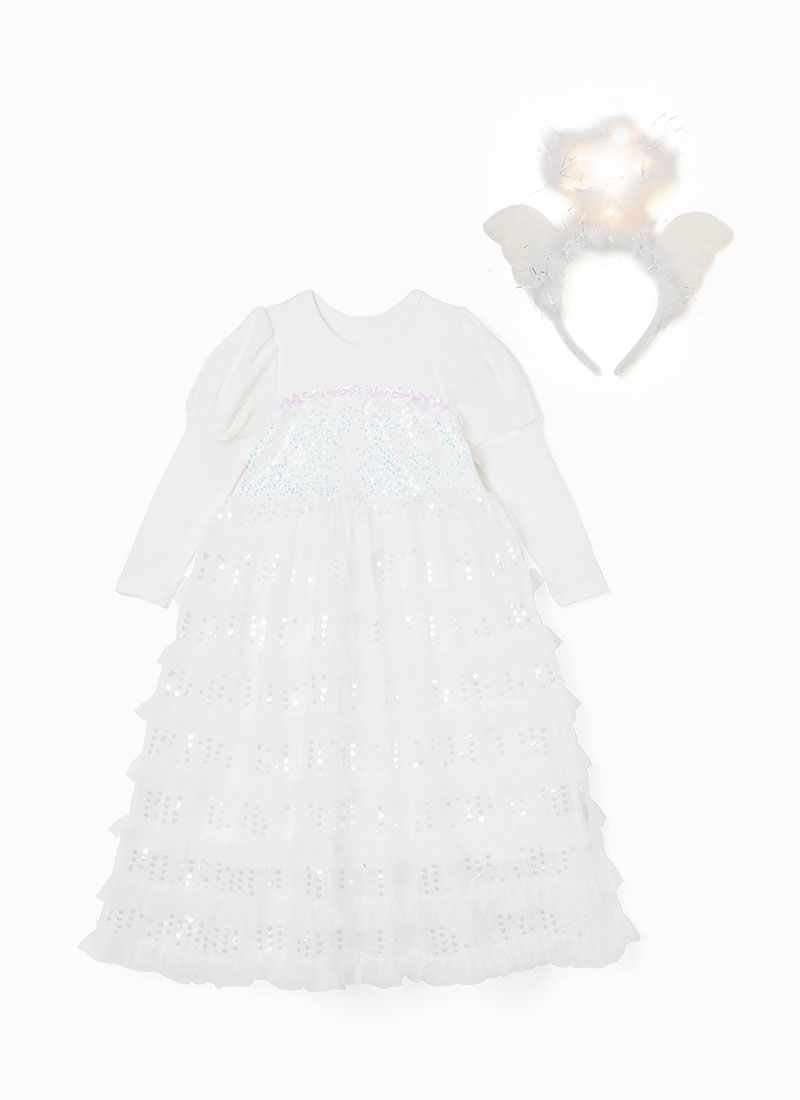 韓國 OZKIZ - 白雪天使洋裝(附發光髮飾)-白