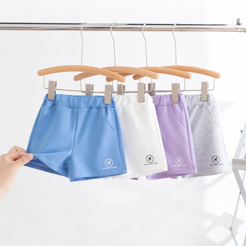 FANMOU - 奧爾棉腰鬆緊運動短褲-飛機-藍色