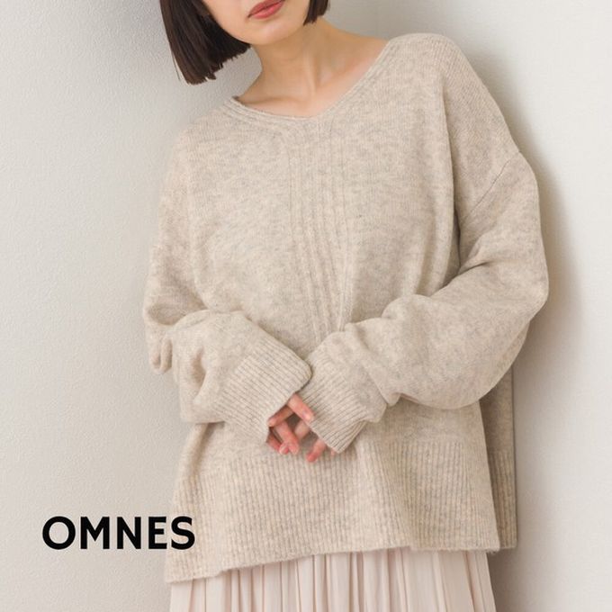 日本 OMNES - V領美型優雅混色感針織毛衣-深灰