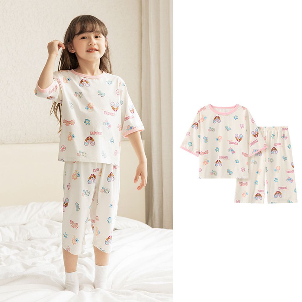 卡通汪汪隊五分袖家居服套裝-粉色