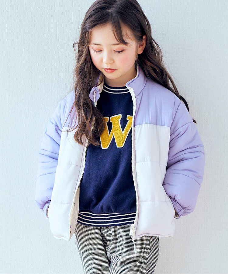 日本 apres les cours - 珍珠光澤正反2WAY鋪棉外套(可機洗)-彩色幾何-橘棕