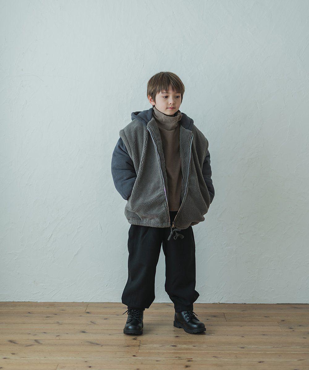 日本 riziere - oversize風保暖毛絨絨撞色外套-深灰