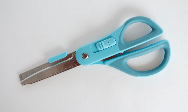 日本文具 KOKUYO - 2WAY附開箱刀片機能剪刀-藍