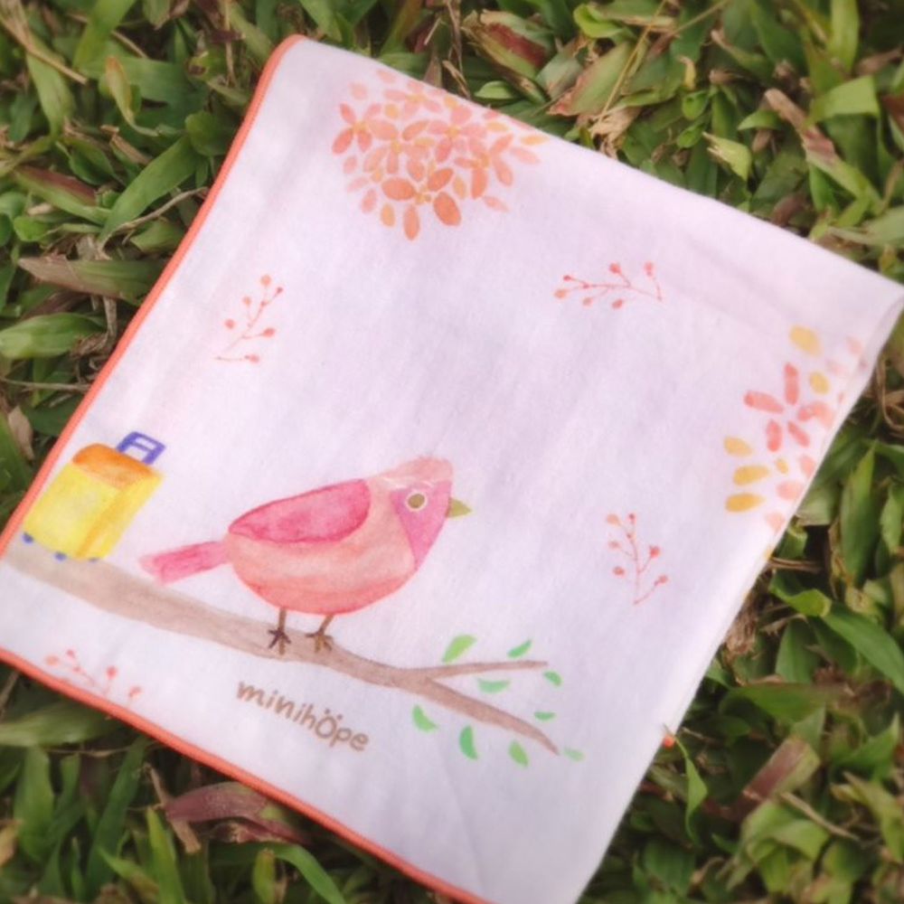 minihope美好的親子生活 - 相揪來去的朱雀-有機棉雙層紗手帕 (28x28cm)