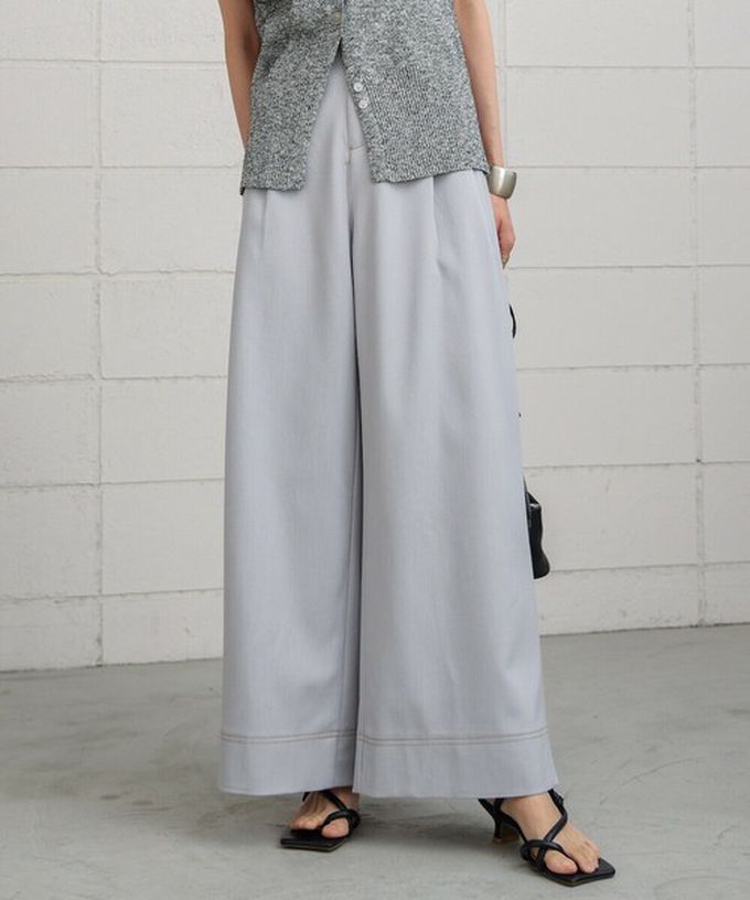 日本 Bab - 簡潔縫線俐落寬版長褲-白