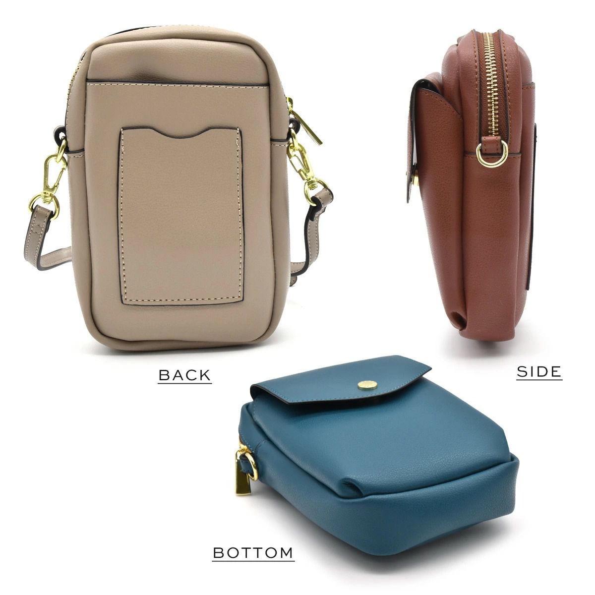 日本 Legato Largo - 輕量PU時尚斜背mini手機包-GBE灰棕 (13x18x4cm 肩背約103~128cm)