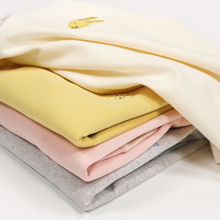 Minizone - 拼色圓領長袖上衣-溫柔兔兔-黃色