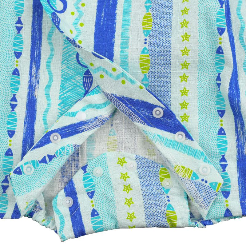 akachan honpo - 甚平包屁衣-小魚-藍色