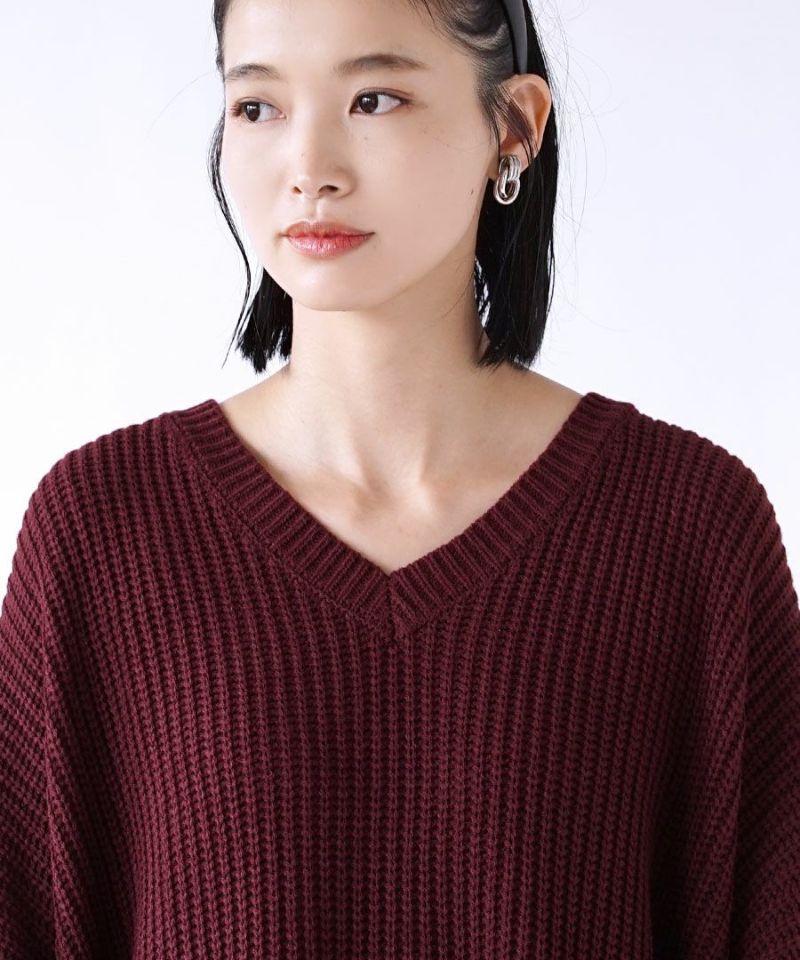 日本 zootie - V領畝織輕盈柔軟針織洋裝-芥末黃