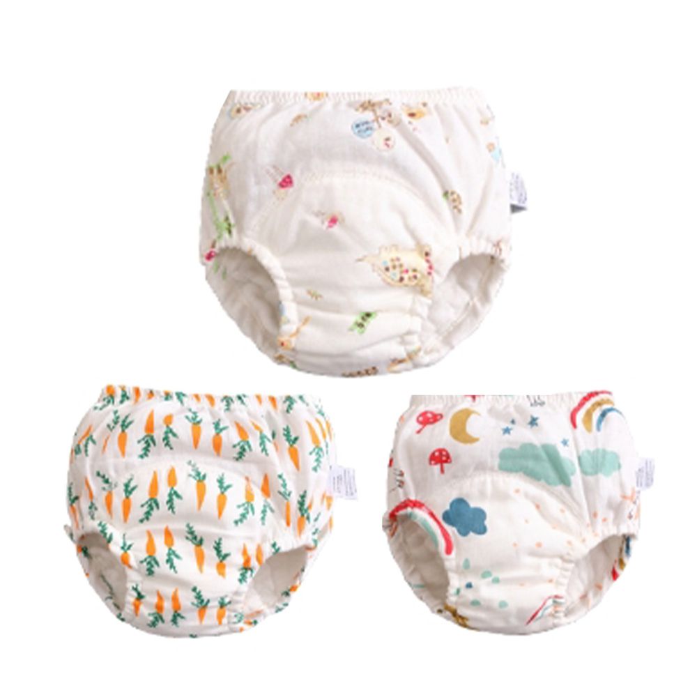 Joyna 輕薄透氣吸水棉質5層學習褲 3件入 恐龍樹 隨機2件 媽咪愛