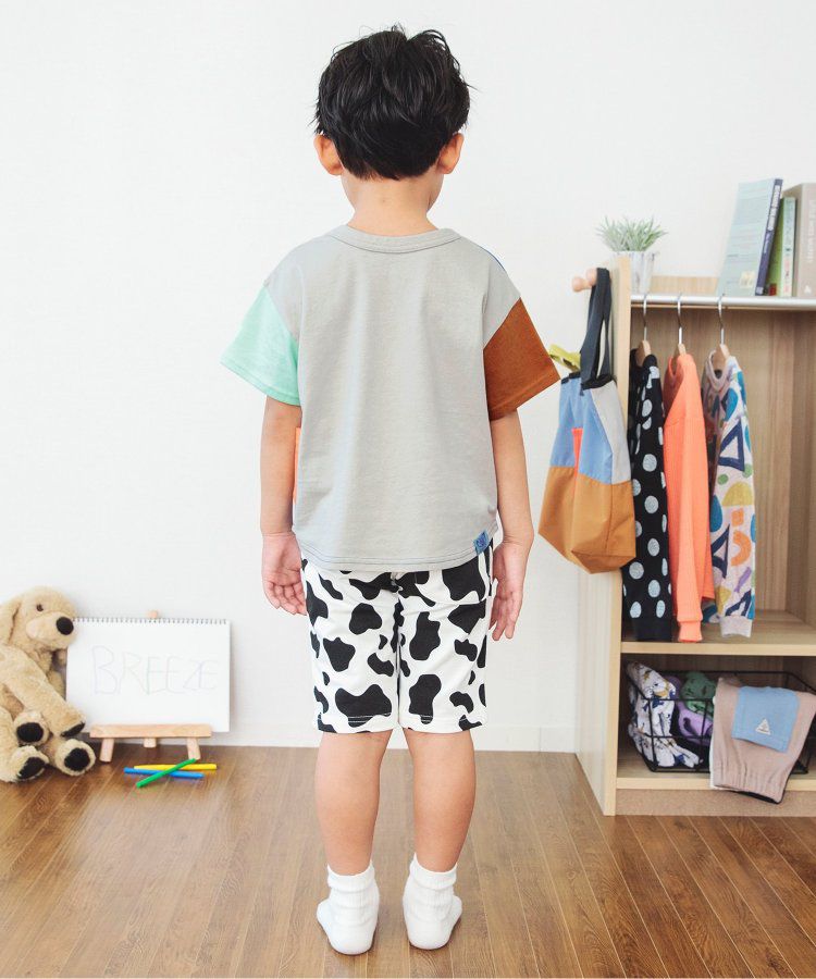 日本 BREEZE - 正反OK！圓領印花短袖上衣-線性-黑