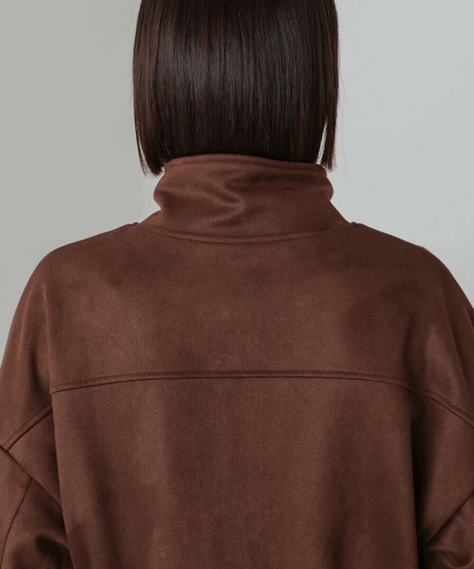 日本 Bab - 麂皮感立領率性口袋俐落外套-咖啡