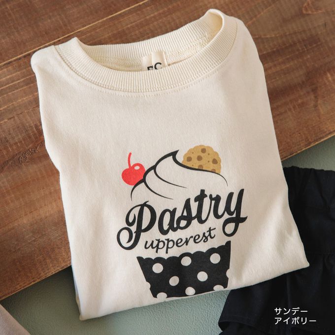 日本 BRANSHES - 100%棉 女孩印花薄長袖上衣-甜甜圈-米白