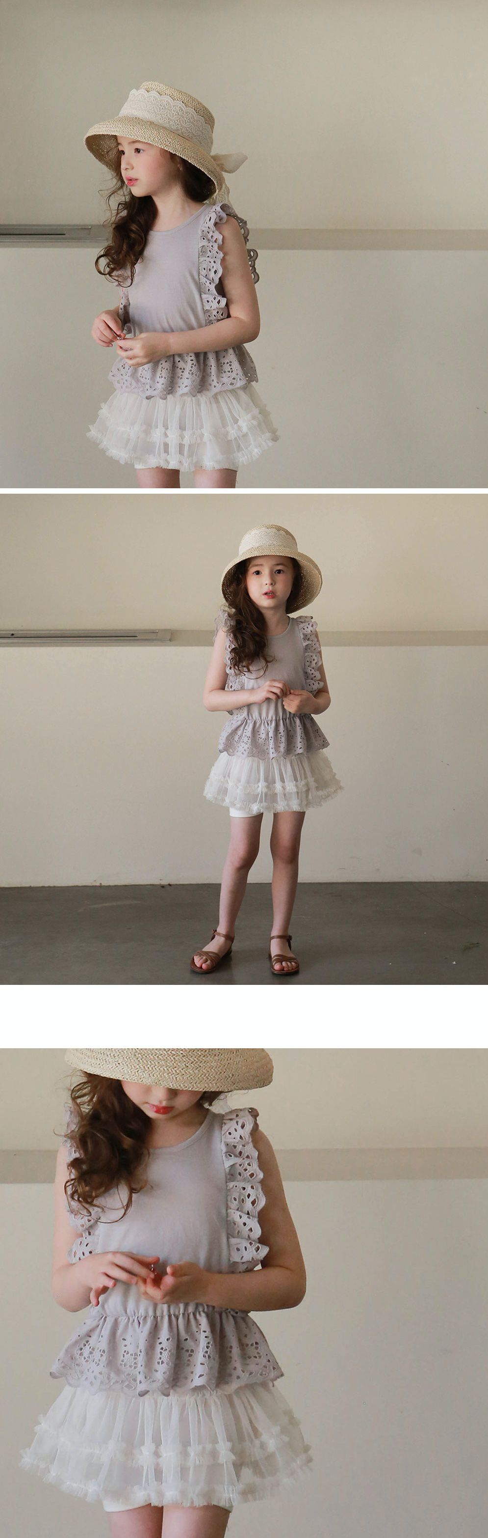 韓國 PuellaFLO - (現省50元)唯美紗裙套裝-灰藍上衣X白紗裙