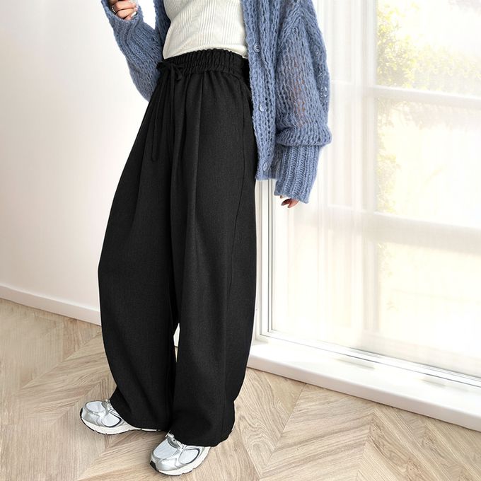 日本 Classical Elf - 成熟率性寬版鬆緊長褲-黑