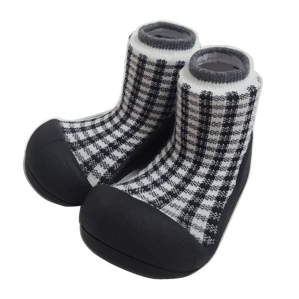 韓國 Attipas - 襪型學步鞋-黑色蘇格蘭