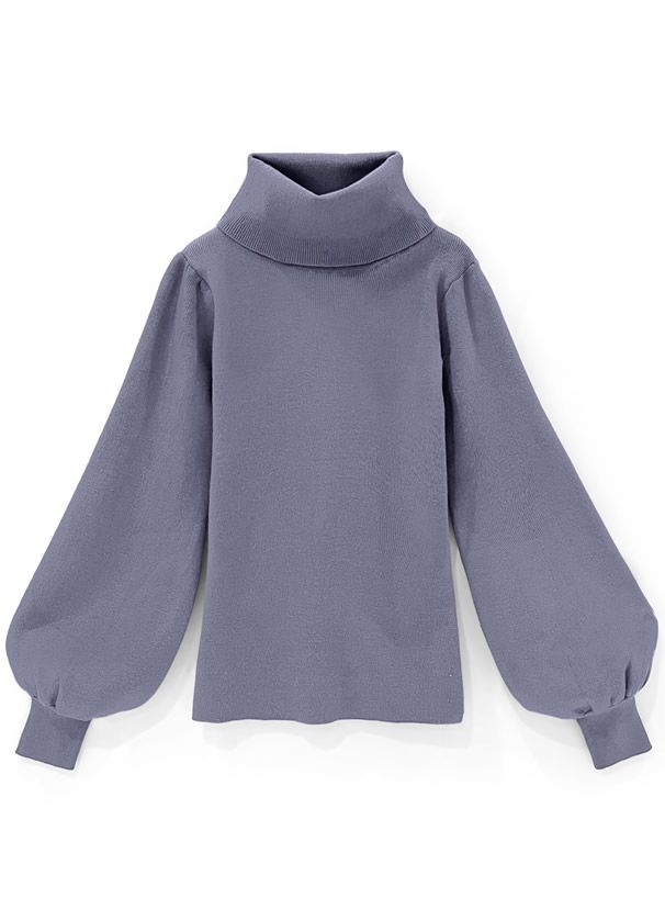 日本 GRL - 後蝴蝶結美型細針織上衣-淺灰藍