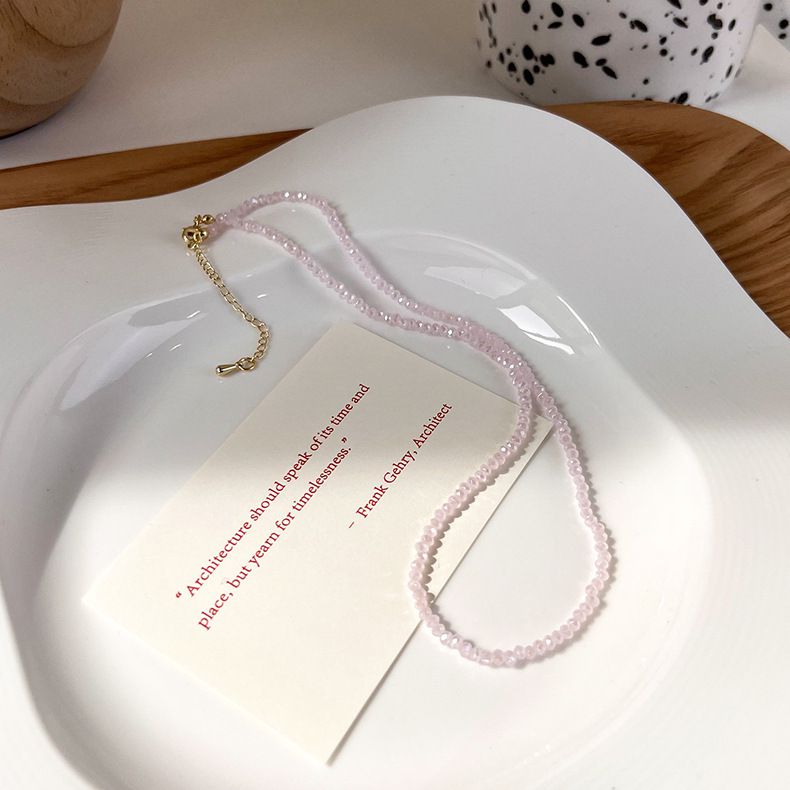 輕奢串珠水晶項鍊-藍色 (41cm)