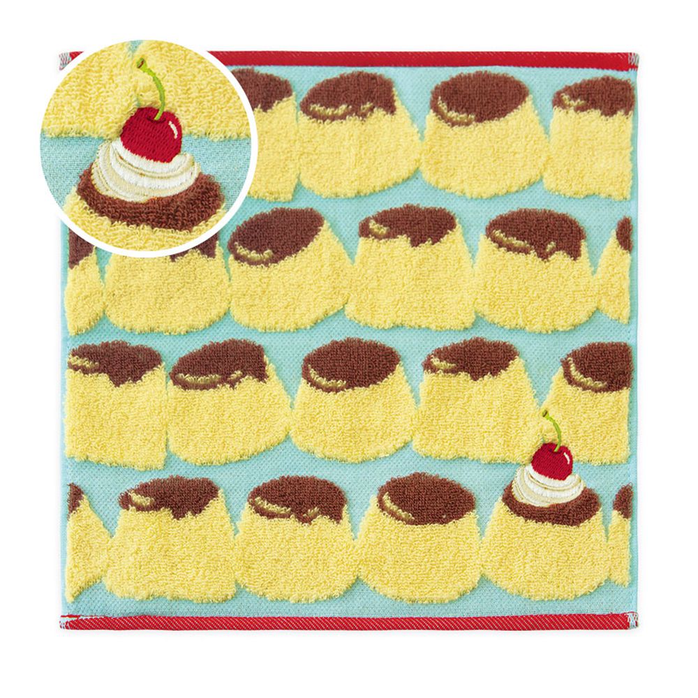 100%棉 日本製今治方巾/手帕-布丁-黃綠 (23×23cm)