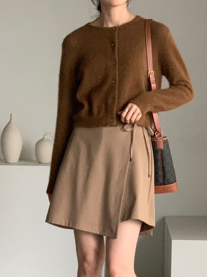 韓國女裝連線 - 愛心金釦混羊毛針織衫/外套-黑 (FREE)