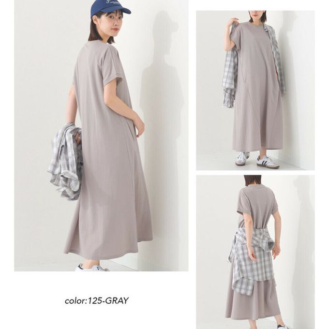 日本 OMNES - 接觸涼感 嫘縈圓領傘狀短袖洋裝-黑