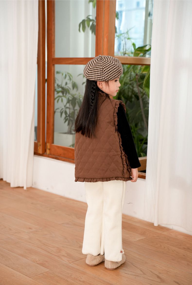 FANMOU - 加厚加絨保暖寬褲-小花-黑色