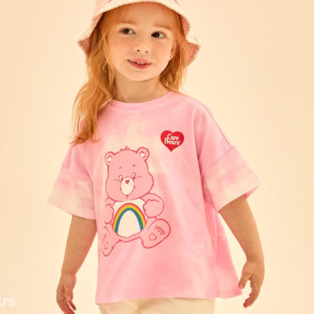 韓國 Care Bears - 聯名款暈染熊熊印短袖上衣-粉紅