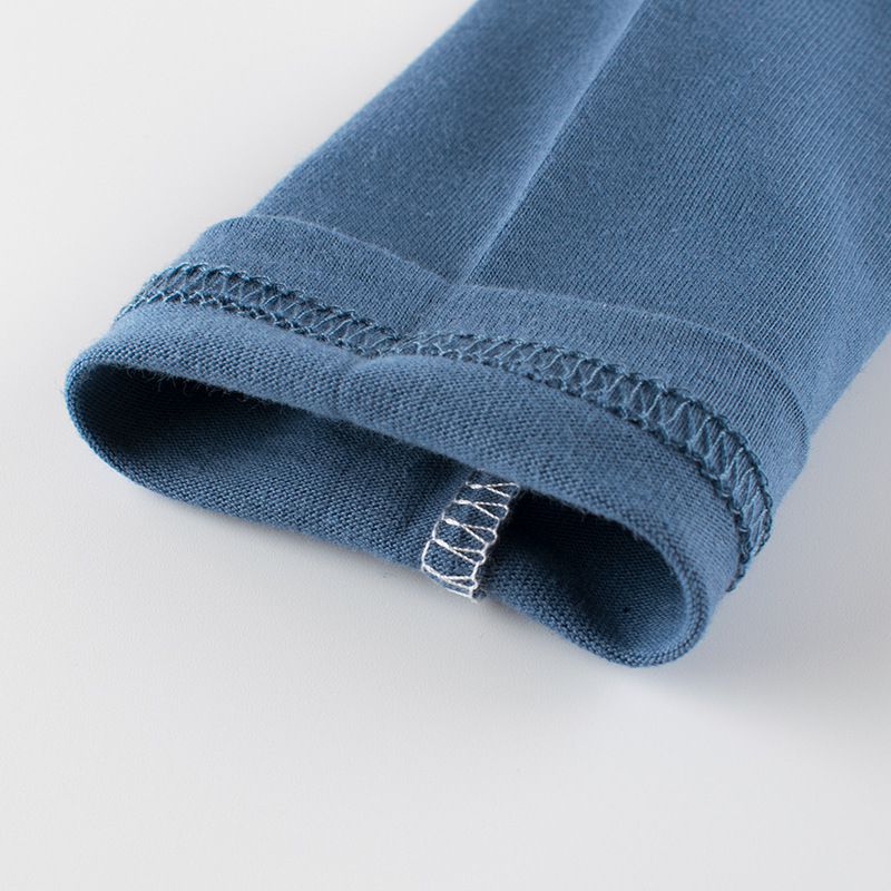 純棉圓領薄長袖上衣-美式車車-軍綠+白