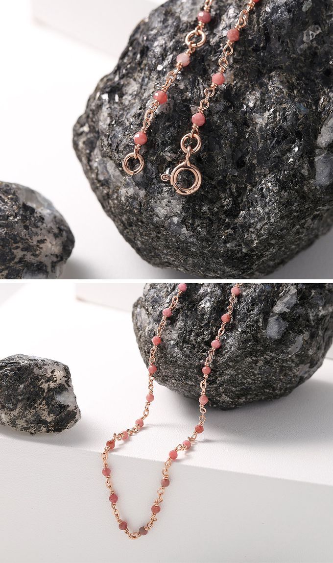 韓國 Soo&Soo - (925純銀)印加玫瑰石愛情項鍊 (長度40cm)