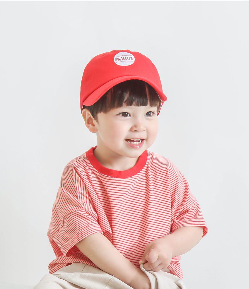 韓國 Babyblee - 字母徽章純色棒球帽-杏 (頭圍：51-55cm)