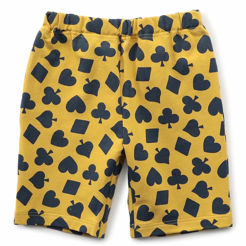 DAISUKI 可愛印花短褲-撲克圖騰-芥末黃