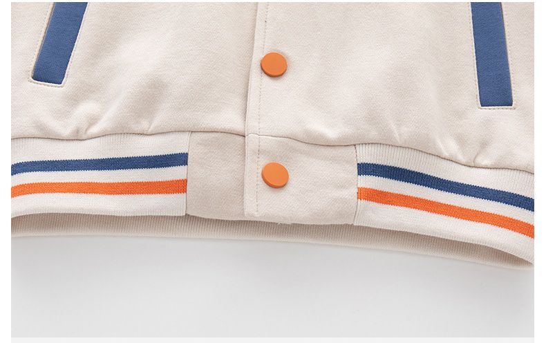 童趣拼色棒球外套-數字24-霧藍+杏