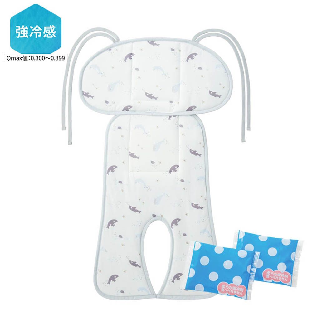 嬰兒推車用涼感墊-海洋生物-淺藍色
