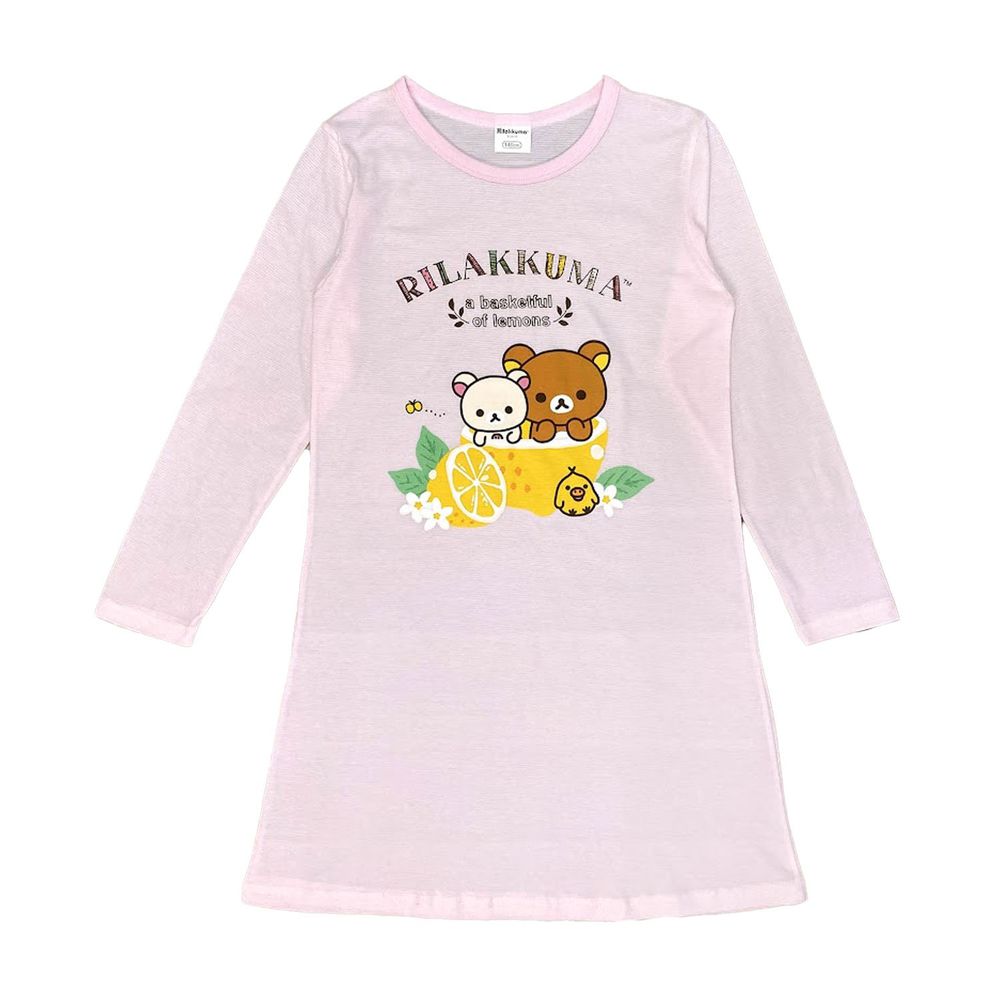 拉拉熊 - 100%純棉兒童長袖連身睡衣/睡裙-粉