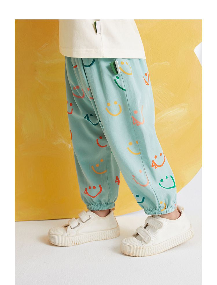 天絲棉腰鬆緊休閒防蚊褲/長褲-怒吼小恐龍-綠色