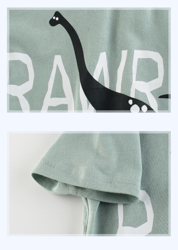 純棉短T-RAWR！恐龍-綠色